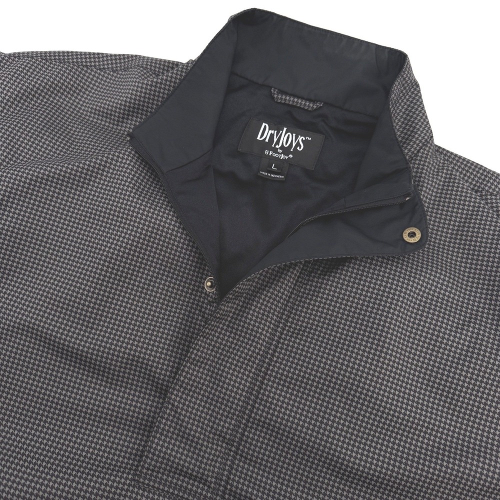 FootJoy DryJoys Vest Men L Brown Houndstooth Lined Pullover 1/4 Zip Button Golf